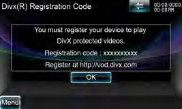 DivX-instelling Controleert de registratiecode. Deze code hebt u nodig wanneer u een disk met DRM (Digital Rights Management) maakt.