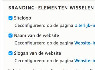 Sla even op en ga kijken op de homepage --> de slogan zal zichtbaar zijn. Blokken Een Drupalsite bestaat uit verschillende blokken. Plaatsten op het scherm waar inhoud kan worden weergegeven.