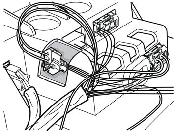 R3702990 18 Geldt voor auto's met een MiniDisc-speler of een cdspeler/wisselaar Leid de kabels met de twee overgebleven connectors onder de aanwezige kabelboom. Sluit beide connectors op elkaar aan.