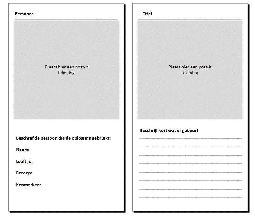 d) Geef de experience map (interactie met de dienstverlening weer vanuit het perspectief van de gebruiker) voor uw concept weer. Gebruik hierbij een gelijkaardig formaat als onderstaande template.