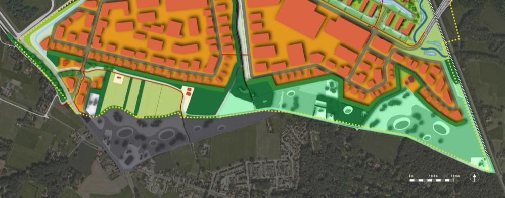 Toekomstige situatie In de toekomstige situatie worden de volgende vergravingsmaatregelen uitgevoerd in de bufferzone: Aanleg aantal poelen (8 stuks). Aanleg twee overloopgebieden. In figuur 7.