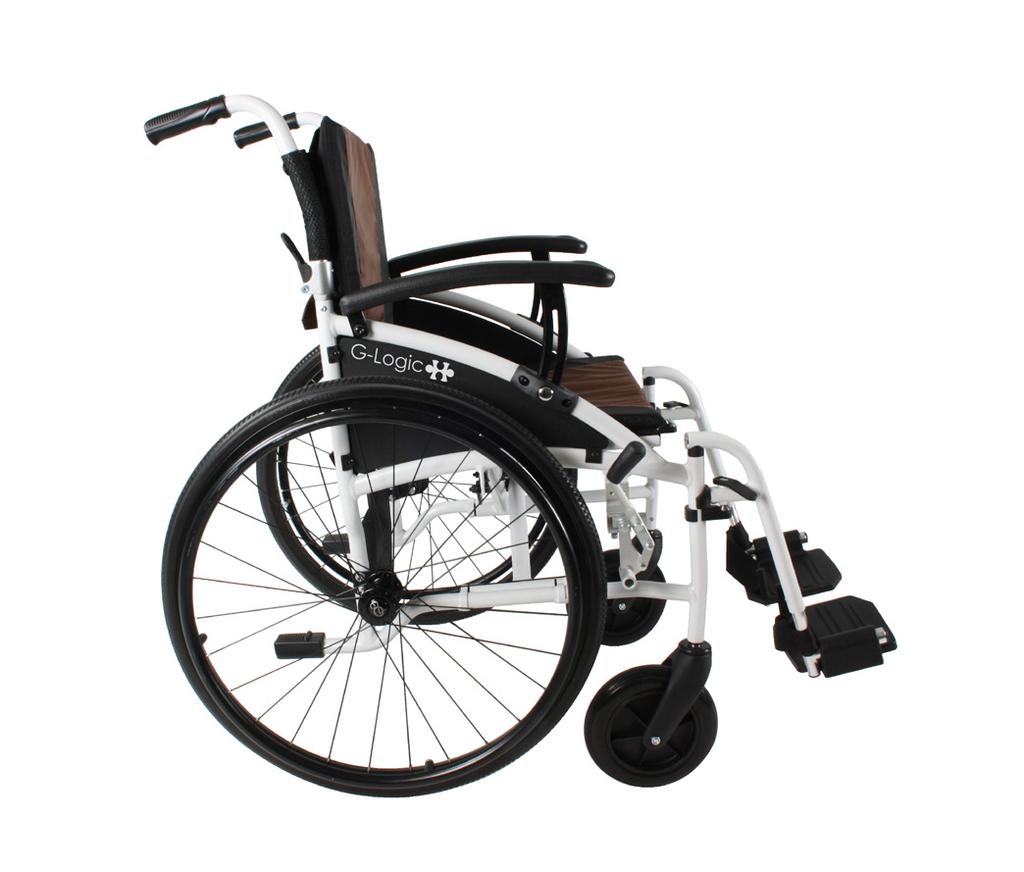 2. Algemene informatie 2.1. Componenten en opbouw van uw rolstoel 1. Ergonomisch gevormde duwhandvatten 2. Neerklapbare rugleuning 3. Armleuningen 4. 24 achterwielen (Quick-Release) 5. Zitting 6.