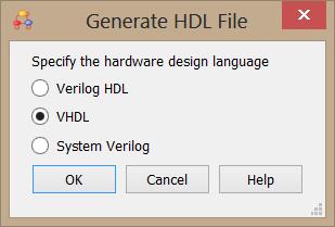 Tutorial state machine file in Quartus 13.0 29 april 2014 Maken HDL beschrijving We hebben nu een heel mooie state machine op het scherm staan, maar we willen er uiteindelijk VHDL van hebben.