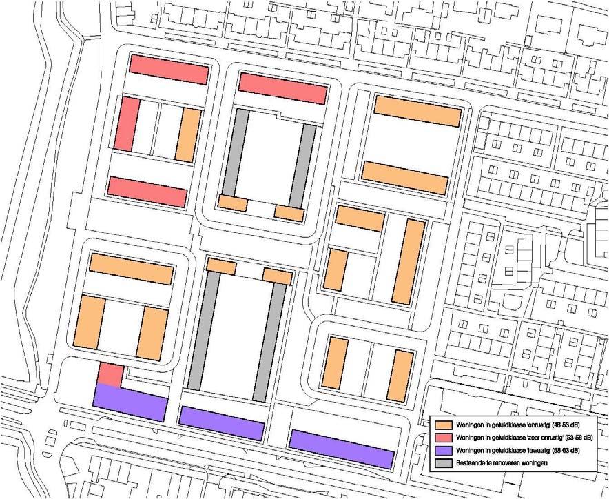 Afbeelding 3: Overzicht geluidklasse mogelijke verkavelingsopzet.