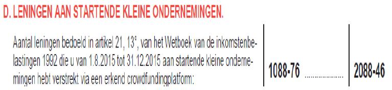 Laatste vakjes: aanvinken dat het om een normale activiteit gaat, zodat je aan de kaaimantaks kan ontsnappen Bij de regeling inzake leningen aan startende kleine ondernemingen is het doel om het