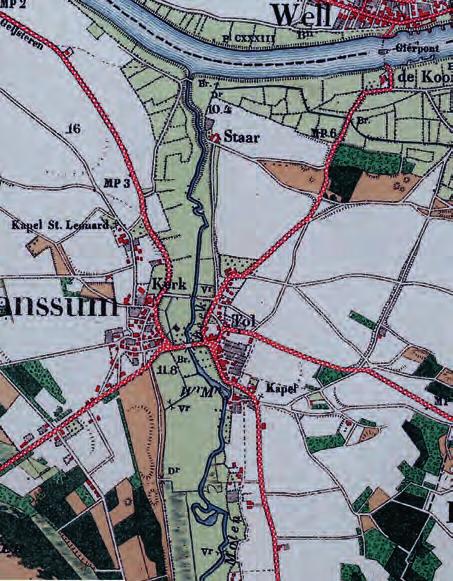 Wanssum is noordelijker ontstaan bij de kruising van de Groote Molenbeek en enkele wegen. Ten westen van de beek bevond zich de dorpskern met de kerk en voorzieningen.