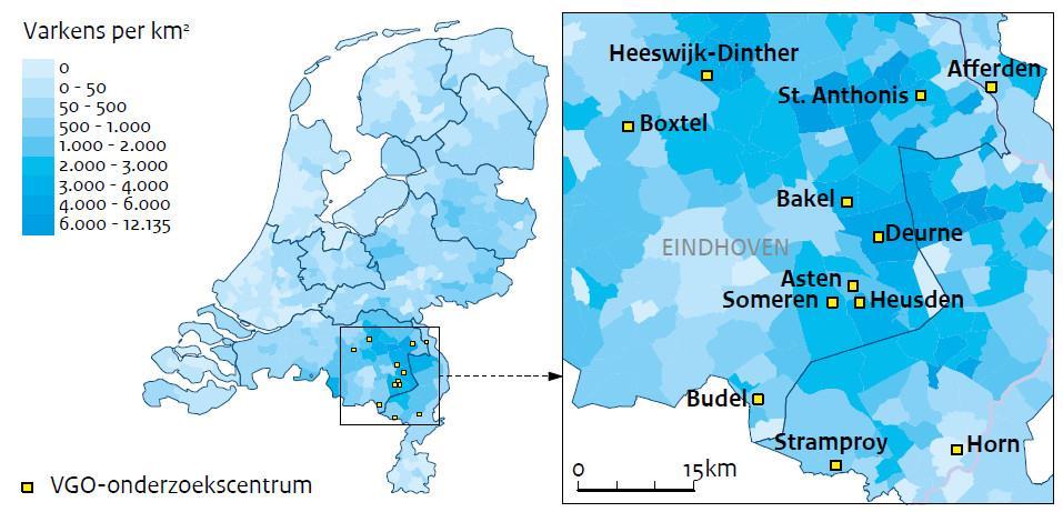 Medische effecten 8a Veehouderij-effecten - 1 Hieronder het aantal varkens per km2