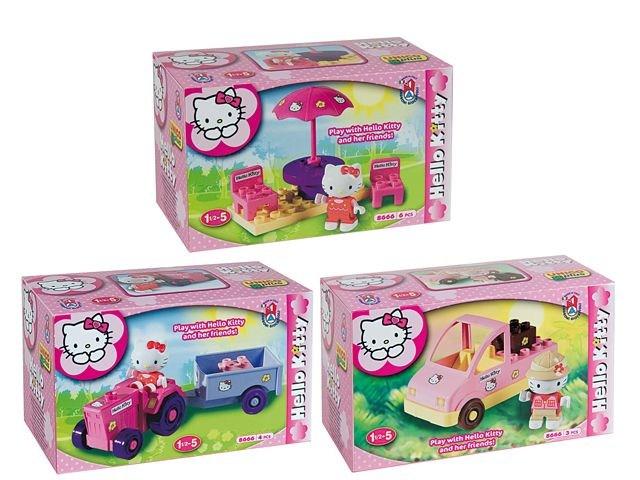 Hello Kitty miniset, 3 assorti en 6 delig. Grappige Hello Kitty bouwblokken voor de leukste creaties.. Geschikt voor kinderen van 1,5 tot 5 jaar.