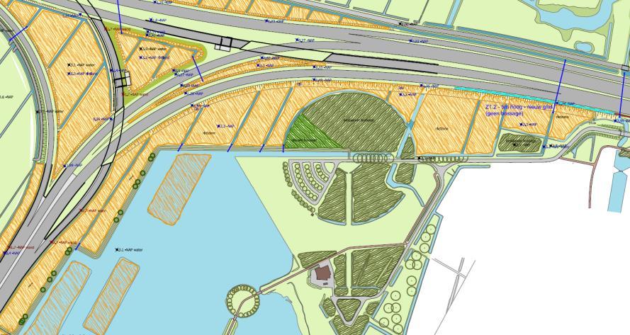 Nieuwe watergang / waterpartij 5 (waterberging en zuiveringsmoeras) Toelichting Deze waterberging combineert meerdere functies: het is een compensatie voor de gedeeltelijke demping van de Krabbeplas