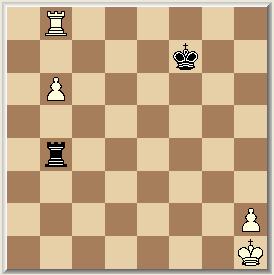 Te5, Kd6 Zwart hoopt nog op herhaling van zetten! 36. Pe4+, Kd7 37. Txd5, cxd5 38. Pc5+, Kc6 39. Pxa4, Pd6 40.