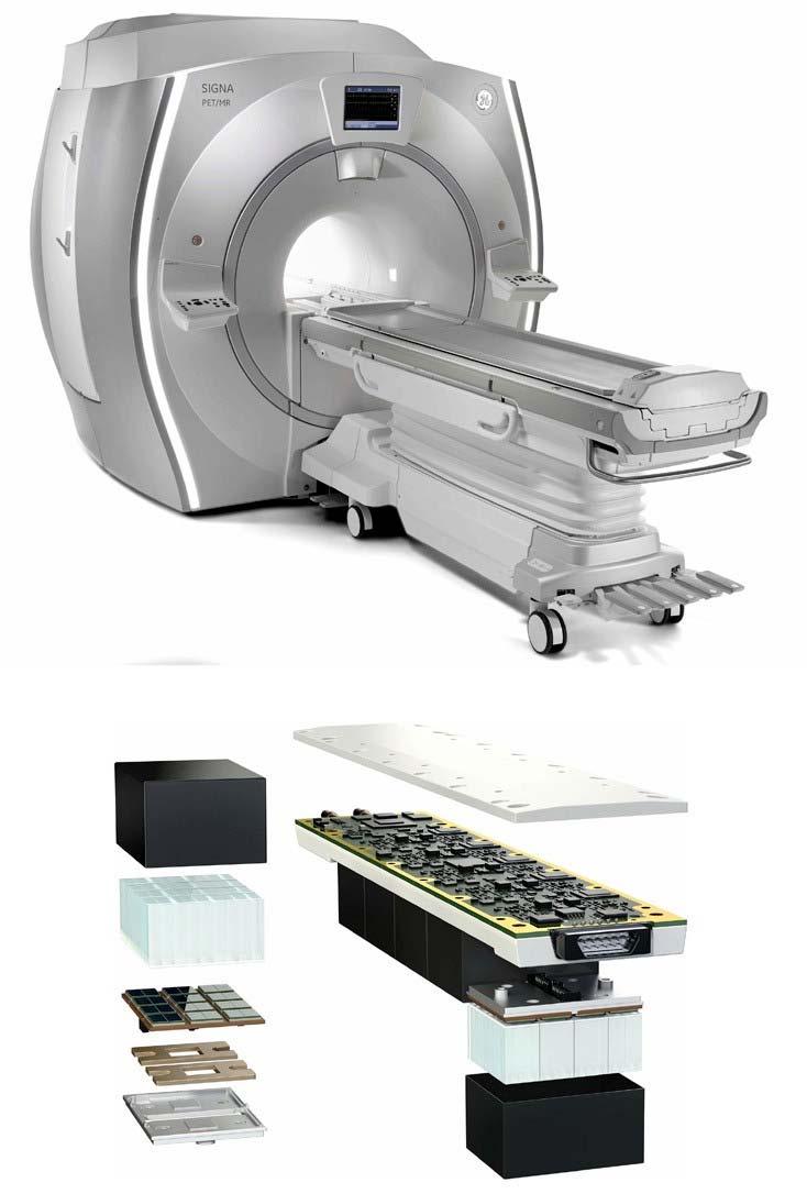 De combinatie van MRI- en PET-scanners is desalniettemin zeer uitdagend. Er zijn zeer compacte PET-detectoren nodig die in een MRI kunnen worden geïntegreerd zonder de field-of-view te verkleinen.