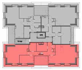 Appartement 9 heeft een woonoppervlak van ca. 119 m² en de beschikking over een dakterras van ca. 14 m².
