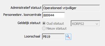 2.1.2 Contract Tab Brandweer Contract Op het tabblad Contract kan worden teruggevonden tot welk geldelijk statuut van toepassing is voor het personeelslid.