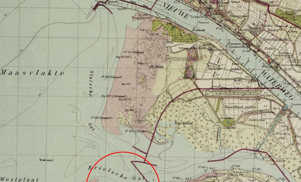 Bijlage 1 Historische kaart uit 1911: duidelijk zichtbaar is de open verbinding zoals vroeger het