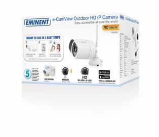 e-camview IP Camera s Overal ter wereld gemakkelijk benaderbaar De EM6230 e-camview Outdoor HD IP Camera dé ideale camera om je huis en tuin mee te beveiligen door zijn waterbestendige behuizing