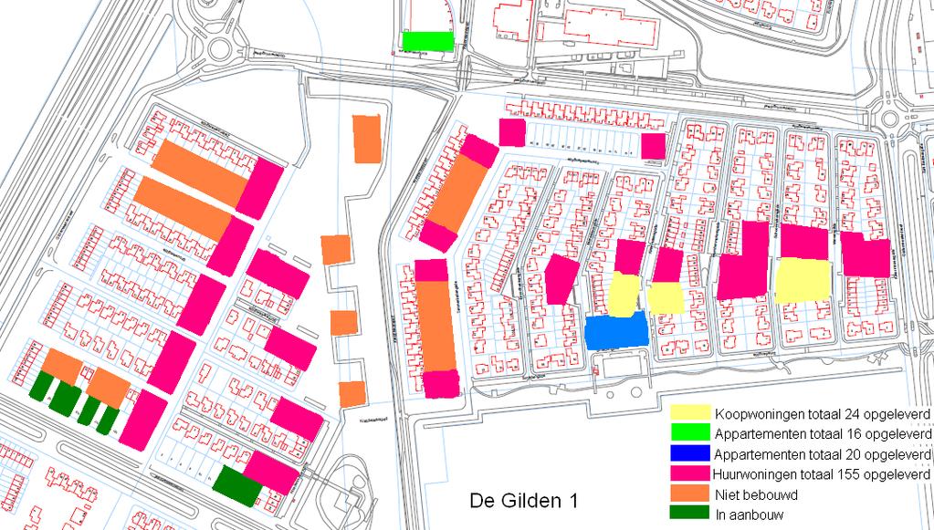 De Gilden 1 e fase: 21% sociale huurwoningen De Gilden 1 e fase 1 e deel totaal huur Percentage huur t.o.v.