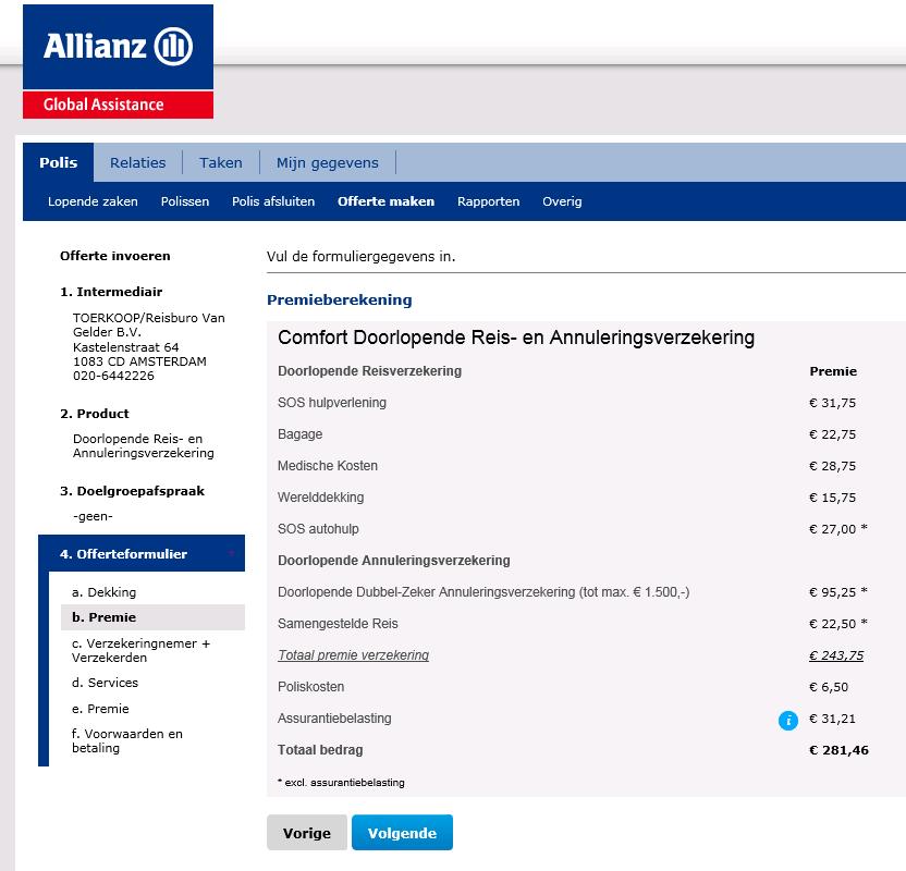 Nieuw is dat u aan de linkerkant van het scherm ziet waar u zich in het proces van offerte aanvragen bevindt. In dit geval dus in stap 2 product (zie figuur 2.1.1).