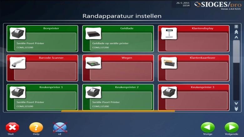 Klantenkaartlezer, keukenprinter(s) en de Nano Antenne kunnen alleen in de Pro-versie worden aangesloten. Bij uw touchscreen is een apart formulier geleverd met daarop de instellingen van uw printer.