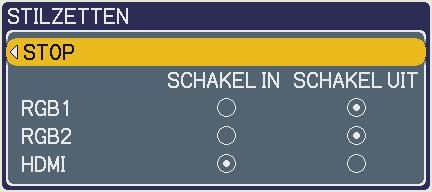 SCHAKEL IN SCHAKEL UIT Deze functie wordt alleen uitgevoerd op een signaal met een verticale frequentie van 50 tot 60 Hz.