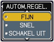 OPTIE Menu OPTIE Menu (vervolg) Optie SERVICE (vervolg) AUTOM.REGEL. Via de / knoppen kan één van de modi worden geselecteerd.