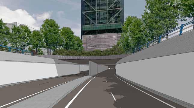 Hiermee blijft de vormgeving van de tunnelbak zelf in stand, welke bij de lange lijn van de Utrechtsebaan hoort.