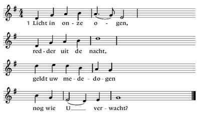 Smeekgebed voor de nood van de wereld met aansluitend: Intentie 1 waarna Kyrie met Gloria NLB 713 verzen 1,2 en 5, Wij moeten Gode zingen NLB 463 vers 1, Licht in onze ogen