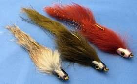 streamers en lures MICRO: white, natural brown, grey, fluo chartreuse, black, tan, olive, dark olive