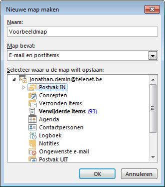 2.11.2 Mappen maken Door het gebruik van mappen kan je berichten groeperen en organiseren.