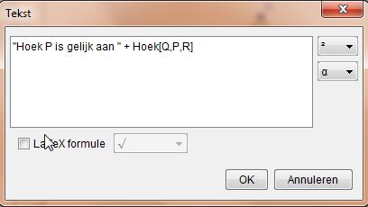 Opgave 7 Vermoeden: Hoekensom bij een driehoek is 180 0 (a) Teken een willekeurige driehoek PQR. (b) Klik op >>. Om P te bepalen, klik je achter eenvolgens de punten Q P R aan.