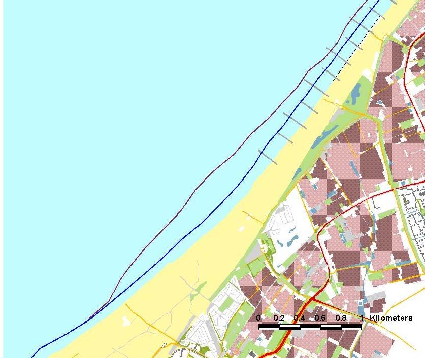 RSP 114 De Banken RSP 115 RSP 116 RSP 117 Van Dixhoorndriehoek Figuur 5-9: Huidige ligging BKL (blauw) en indicatieve berekende ligging van de BKL (rood) op het traject Van Dixhoorndriehoek - de