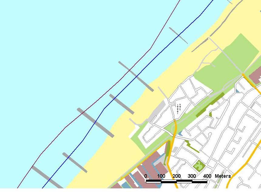 Delflandse kust op zijn smalst. De kustlijn vertoont in de huidige situatie nabij Ter Heijde een bolling, waardoor op dit traject veel erosie optreedt.