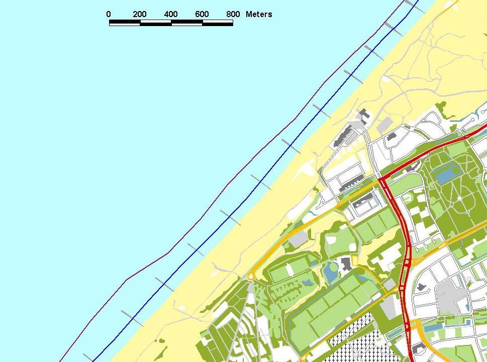 Aanpassing duinen Het smalle duingebied ten zuiden van Kijkduin wordt door de aanleg van nieuw duin circa 50 meter zeewaarts verbreed en krijgen een hoogte van NAP + 9 10 meter en sluiten aan op het