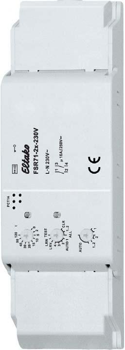 Actoren voor kabel- en snoermontage 2-kanaals schakelactor FSR71-2x en FSR71SSR 52 Actoren voor kabel- en snoermontage Schakelactoren met 2 kanalen FSR71-2x-230V en FSR71SSR-2x-230 V (geruisloos) 52