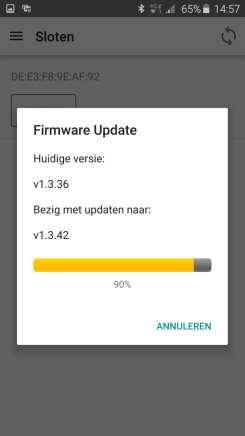 Verversen De app zal nu een UPDATE knop tonen voor de betreffende