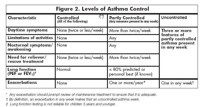 Op basis van de graad van controle Astma is een fluctuerende aandoening, met soms grote verschillen in de tijd.