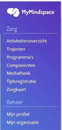 Het hoofdmenu bestaat uit de volgende onderdelen: Hieronder volgt een beschrijving per onderdeel.