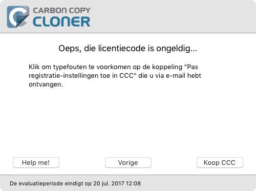Oeps, die licentiecode is ongeldig... CCC downloaden, installeren en registreren Oeps, die licentiecode is ongeldig.