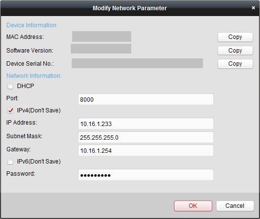 Een venster met Het apparaat is geactiveerd. verschijnt wanneer het wachtwoord succesvol is ingesteld. 7. Klik op Modify Netinfo om de interface Netwerkparameter bewerken te openen.