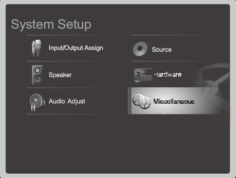 Selecteer "System Setup" "Miscellaneous" "Firmware Update" "Update via USB" met de cursorknoppen en druk u op ENTER.