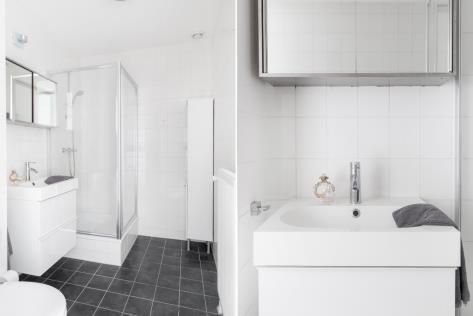Een praktische, separate waskamer beschikt over de aansluitingen ten behoeve van