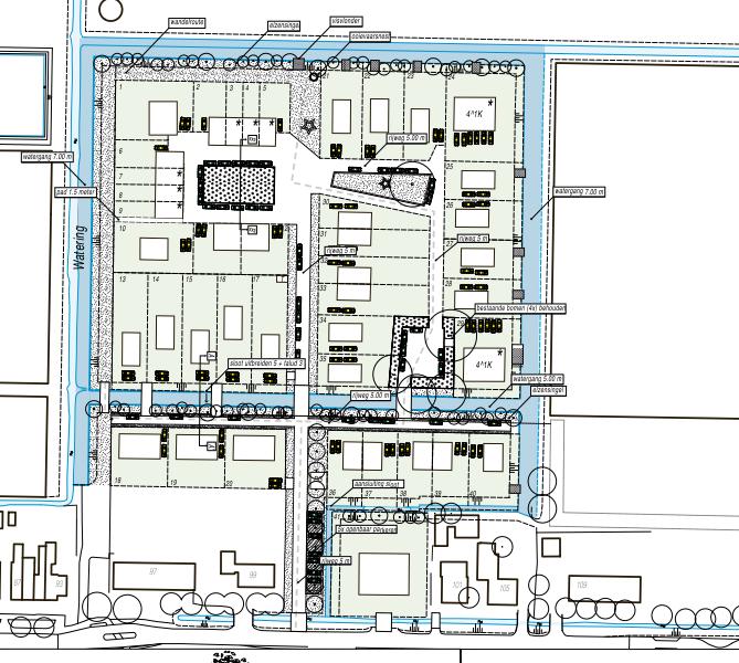 - 4-20140542.R01h Figuur 2 Stedenbouwkundig plan (bron: Stedenbouwkundig plan Hoeksekade Noord Bergschenhoek, d.d. 3 juni 2015) In de directe omgeving liggen woningen, sportvelden en glastuinbouwbedrijven.