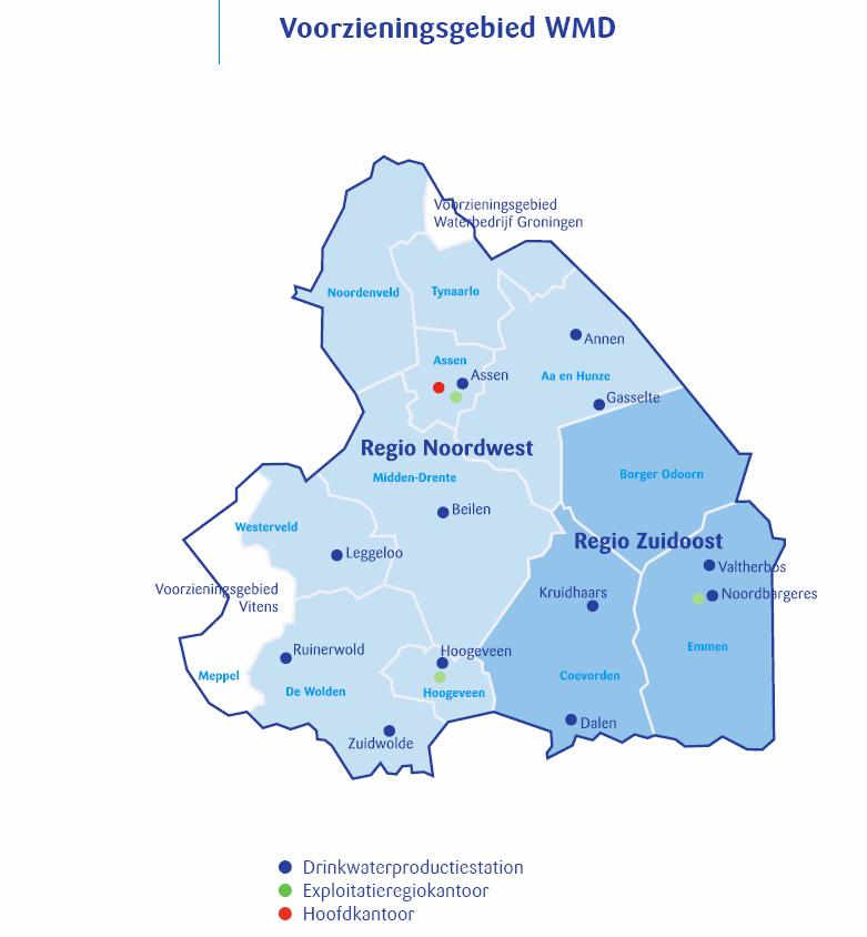 zuidelijke helft van de gemeente Noordenveld en de wijk Kloosterveen in Assen van drinkwater.