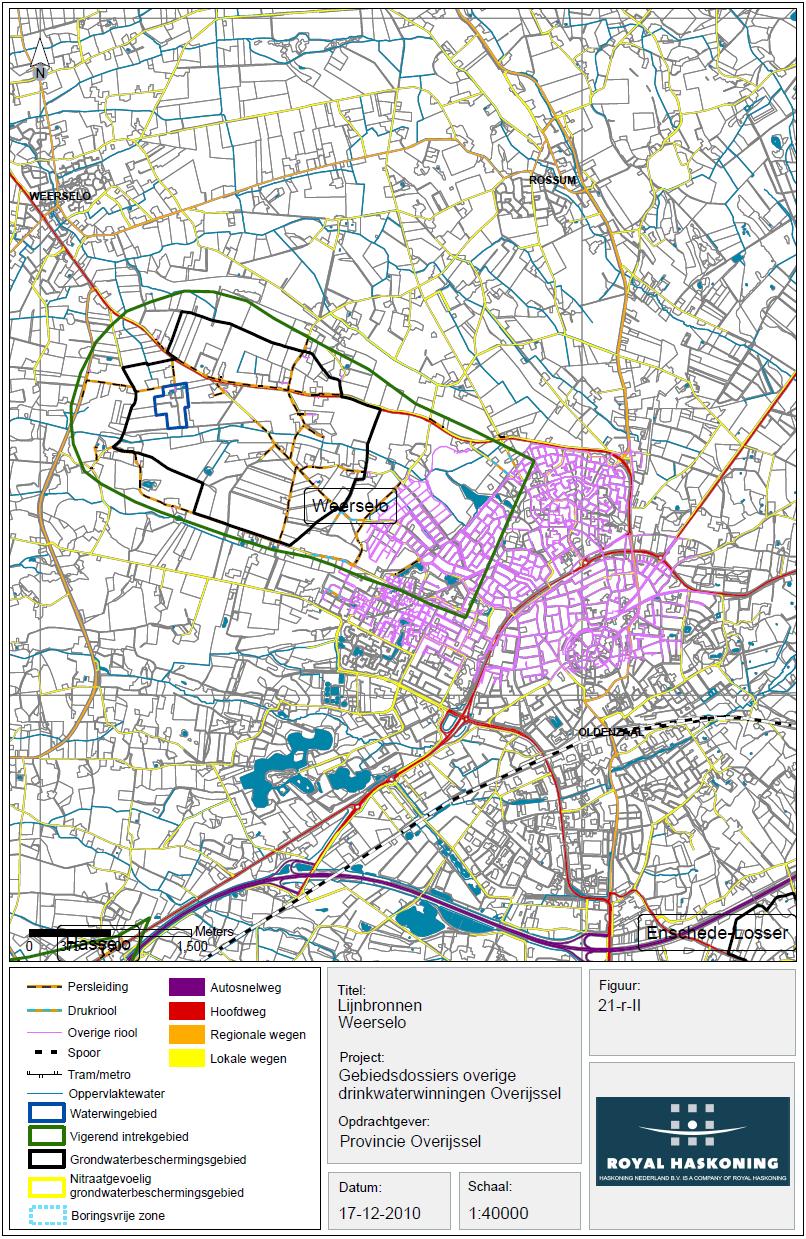 Figuur 21.7 Lijnbronnen in de omgeving van de winning Weerselo Rioolbeheer gemeente Dinkelland De gemeente Dinkelland heeft een Gemeentelijk RioleringsPlan (GRP) voor de periode 2009 2011 opgesteld.