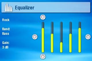27 Equalizerscherm Uw ARCHOS beschikt over een 5-band equalizer. Gebruik / om een ander frequentiebereik te markeren (Bass, Mid. bass, Mid. range, Mid. treble of Treble).