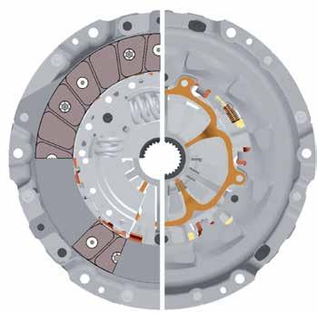 3.3.7 Zelfnastellende koppeling in meerplatenuitvoering (krachtgestuurd) Krachtiger motoren met koppels > 500 Nm hebben ook koppelingen nodig die deze hogere koppels kunnen overbrengen.