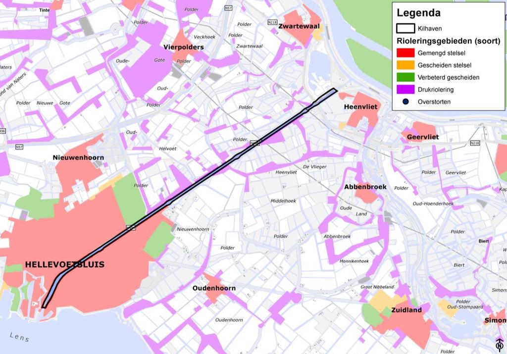 3.5 Riolering figuur 17: Rioleringsgebieden en riooloverstorten Conclusie In het Kanaal door Voorne komen geen riooloverstorten uit. 3.