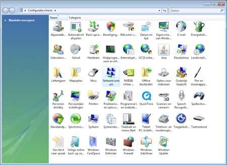 Configureer uw Computer in Windows Vista 1. Ga naar Start / Configuratiescherm (in klassieke weergave).