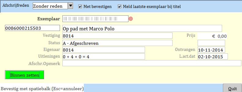 De plek op het rugetiket waar het AVI wordt afgedrukt is boven het hoofdwoord, op dezelfde plek als waar de taal wordt afgedrukt bij materialen in een andere taal.