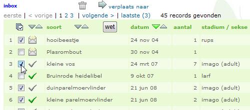 Selecteer de waarneming(en) die u wilt verplaatsen door het vakje voor de waarneming aan te klikken. 2. Klik op.