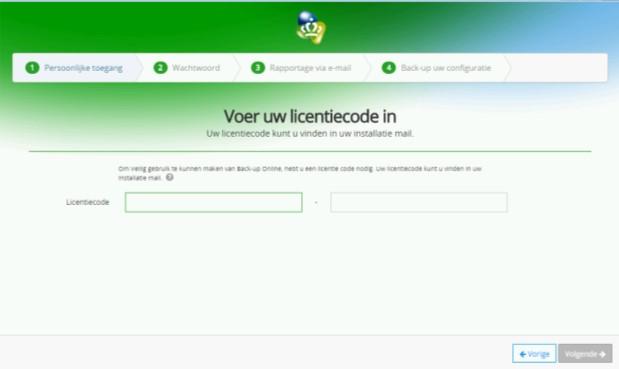 Hoofdstuk 2. Installatie 2.1 Installatieprocedure vanuit de installatiemail: Installatie van uw Back-up Online U hebt de installatiemail ontvangen en wilt Back-up Online installeren op uw pc.